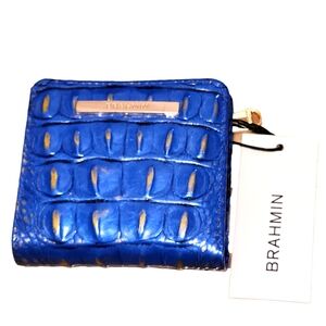 Brahmin Leather blue compact wallet